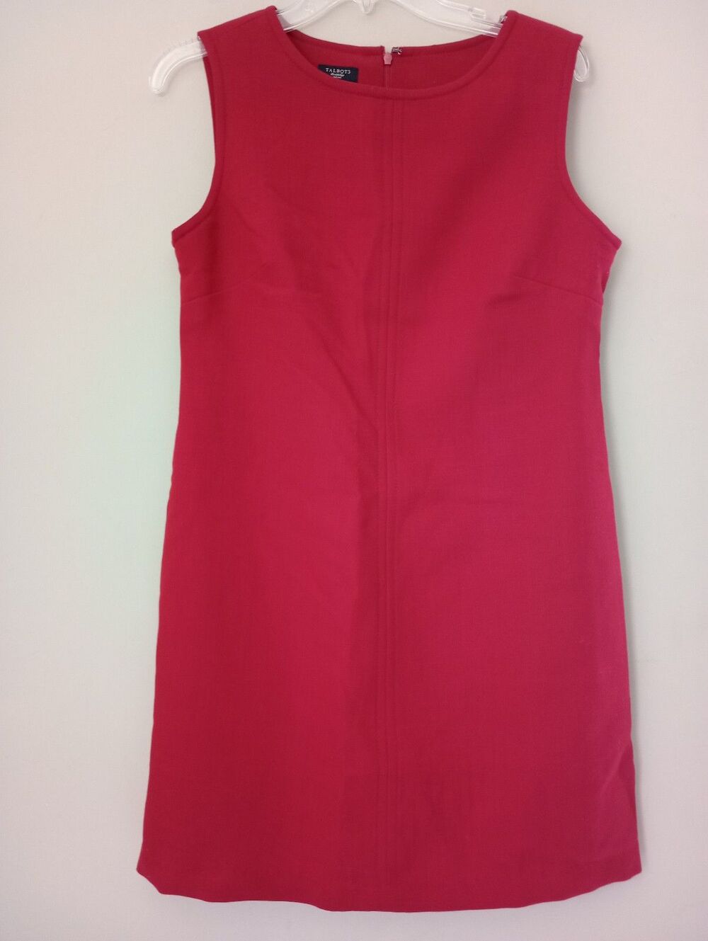 Talbots Deep Red Sleeveless Sheath Dress Back Zipper Size 10 Petite
